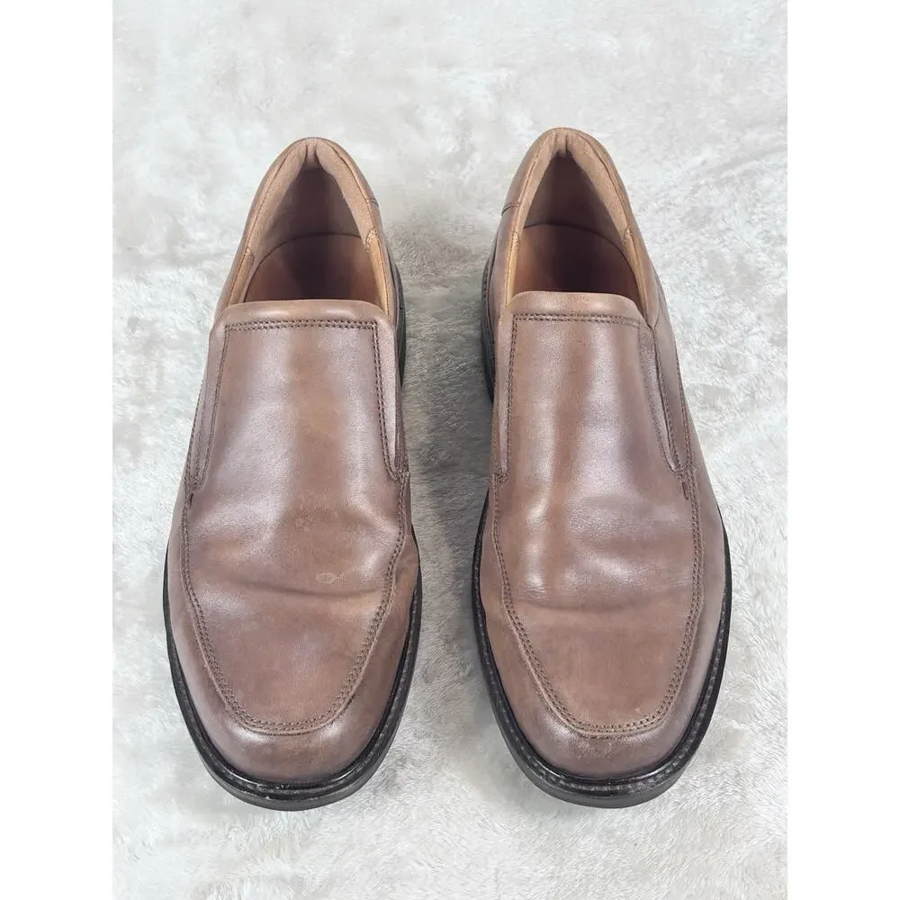 Ecco Holton Mens Size 10.0 M Brown Leather Loafers Slip On Apron Toe Shoes